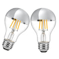 LDCHIUEN Half Chrome LED Bulb 4W – Dimmable 2700K, E26 A19, Silver Mirror (Pack of 2)