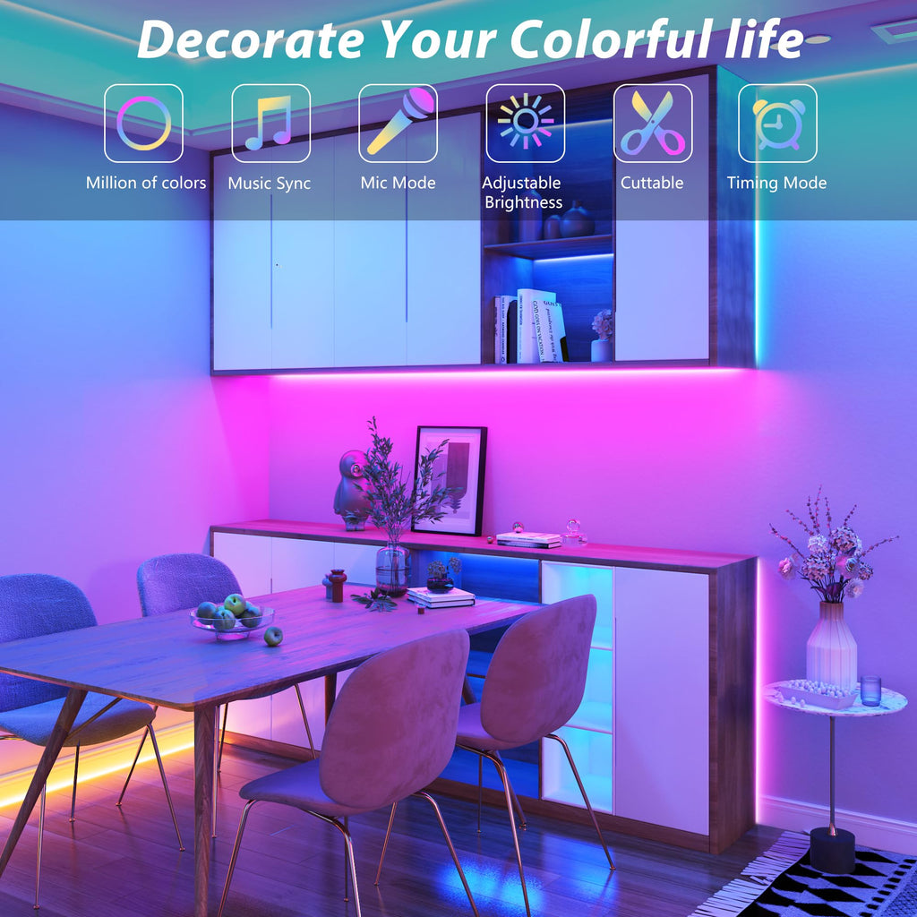 Ledagic LED Lights for Bedroom 250ft – Color Changing RGB Strip with App & Remote
