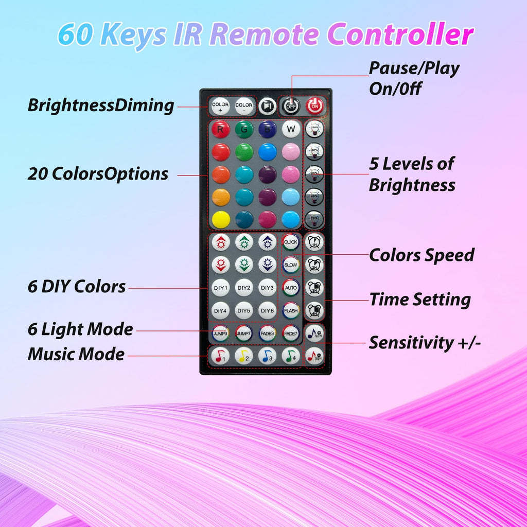 Ledagic LED Lights for Bedroom 250ft – Color Changing RGB Strip with App & Remote