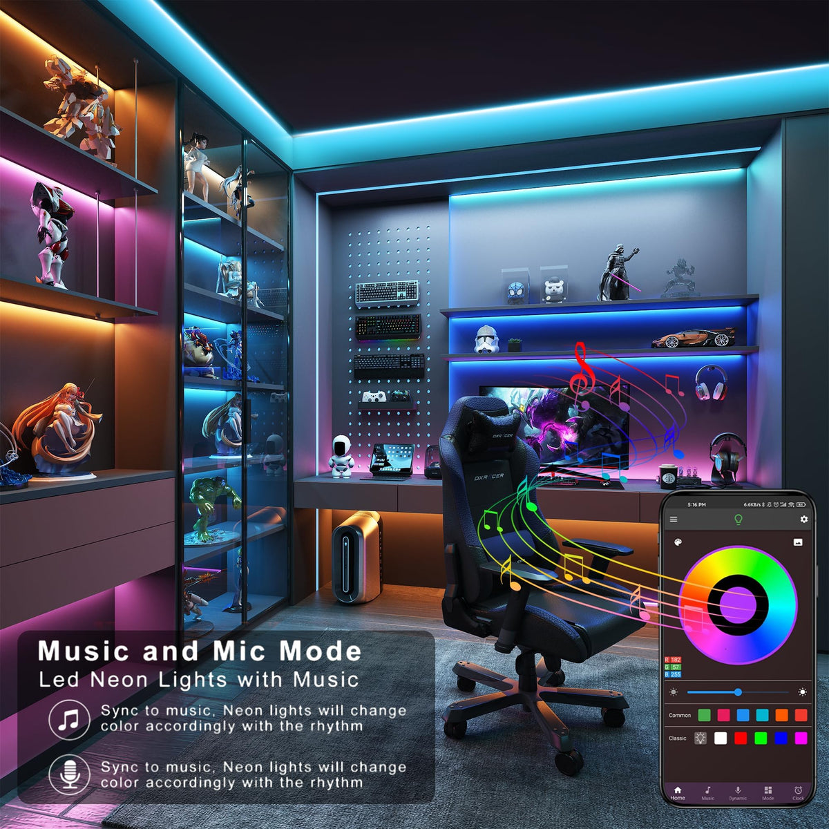 Ledagic LED Lights for Bedroom 250ft – Color Changing RGB Strip with App & Remote