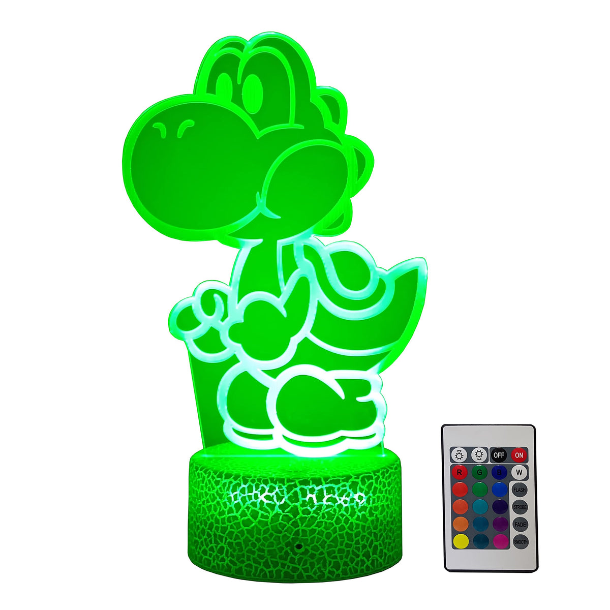 LEDERGO Yoshi Night Light – 16 Colors RGB 3D Illusion, Touch & Remote, Kids Room Decor