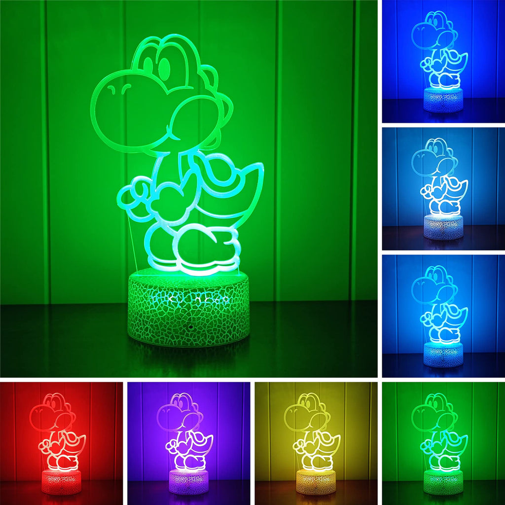LEDERGO Yoshi Night Light – 16 Colors RGB 3D Illusion, Touch & Remote, Kids Room Decor