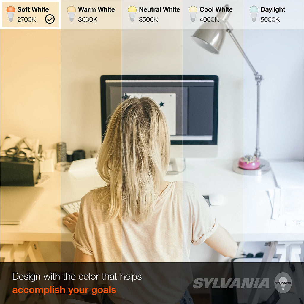 LEDVANCE Sylvania A19 LED Bulbs 14W (100W Equivalent) 1500 Lumens Frosted 2700K Soft White - 4 Pack