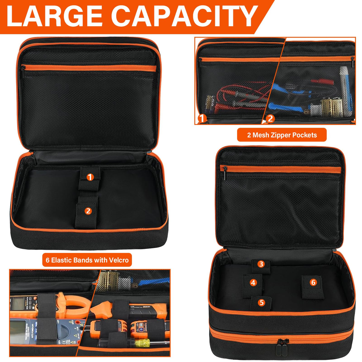 LEFOR·Z Carrying Case for Klein Tools ET310 Series – Double Layer, 6 Elastic Bands, Portable