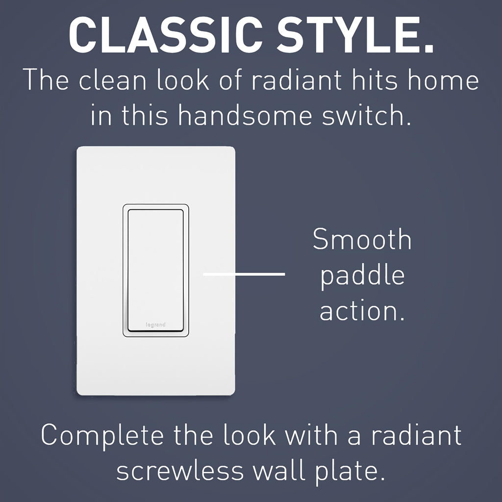 Legrand Radiant 4-Way Rocker Switch White — 15A Decorator Wall Switch (TM874WCC6)