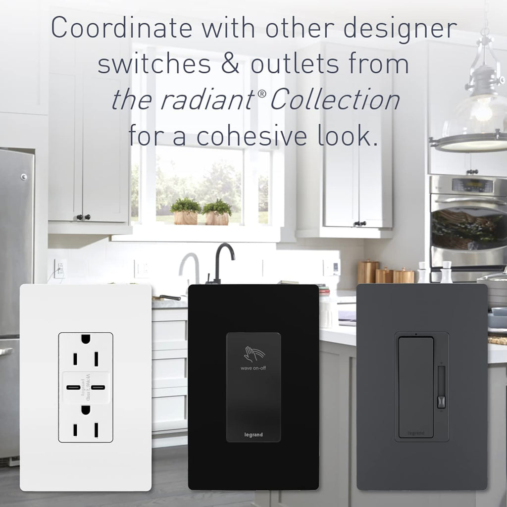 Legrand Radiant 4-Way Rocker Switch White — 15A Decorator Wall Switch (TM874WCC6)