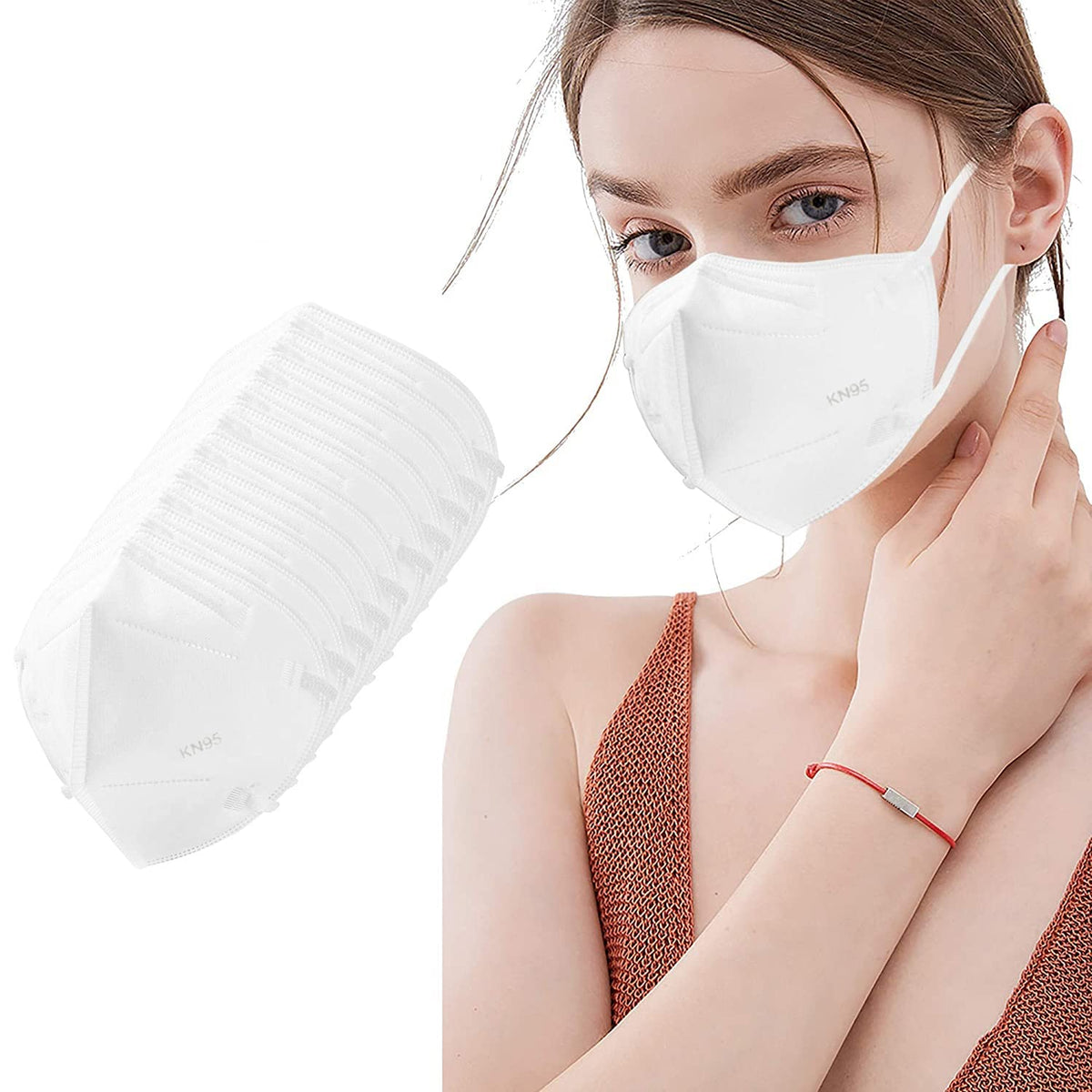LEMENT KN95 Face Masks 50-Pack | 5-Layer Breathable Cup Design, White
