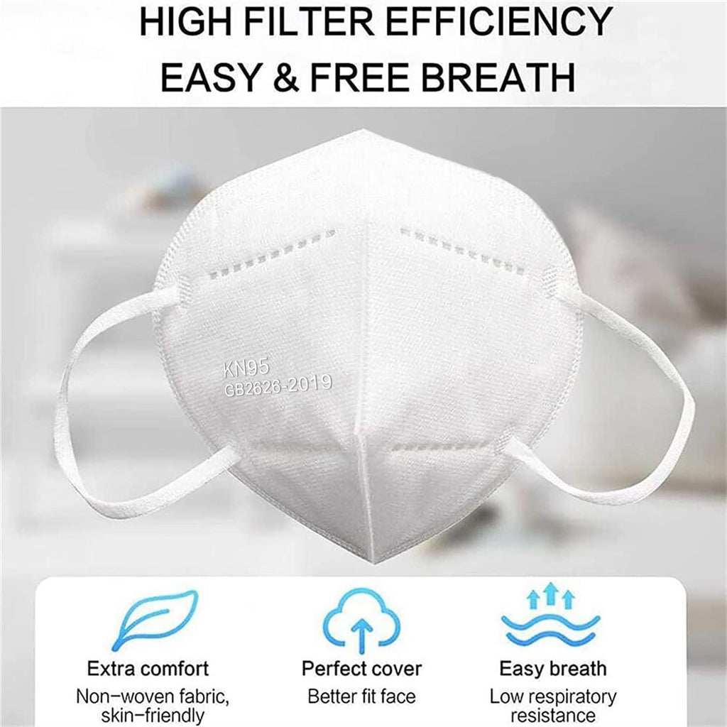 LEMENT KN95 Face Masks 50-Pack | 5-Layer Breathable Cup Design, White