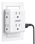 LENCENT 2-to-3 Prong Outlet Adapter – 6-Outlet Wall Tap (1875W Max) for Non-Grounded Outlets