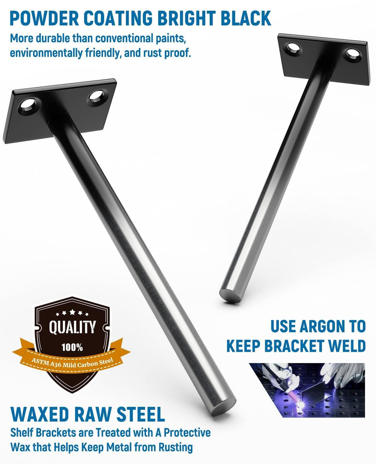 LEOPO 12-Pack 6-Inch Floating Shelf Brackets – Hidden Black-Coated, 110 lbs Capacity