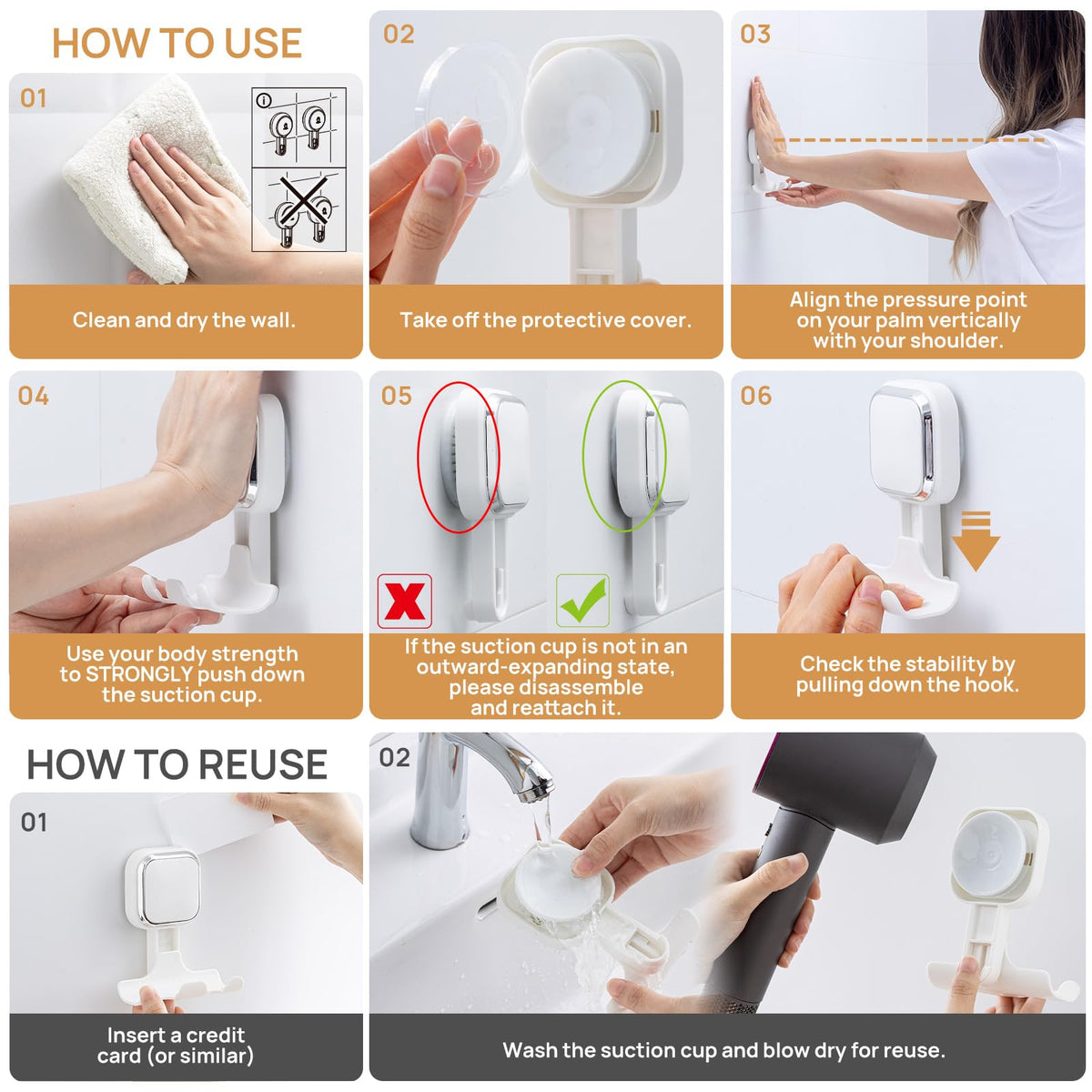 LEVERLOC Vacuum Suction Cup Razor Holder 2-Pack – Heavy-Duty Shower Hooks for Towels, Razor & More