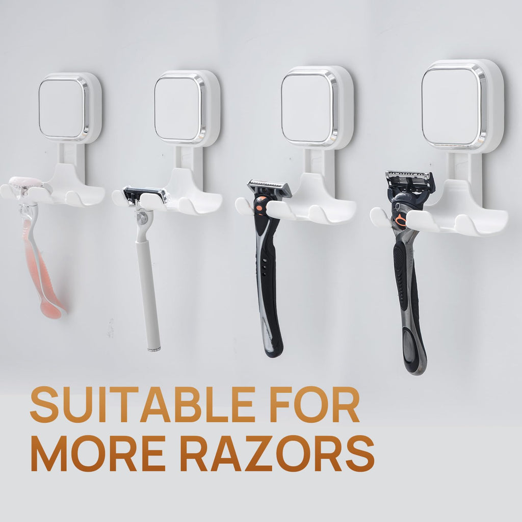 LEVERLOC Vacuum Suction Cup Razor Holder 2-Pack – Heavy-Duty Shower Hooks for Towels, Razor & More