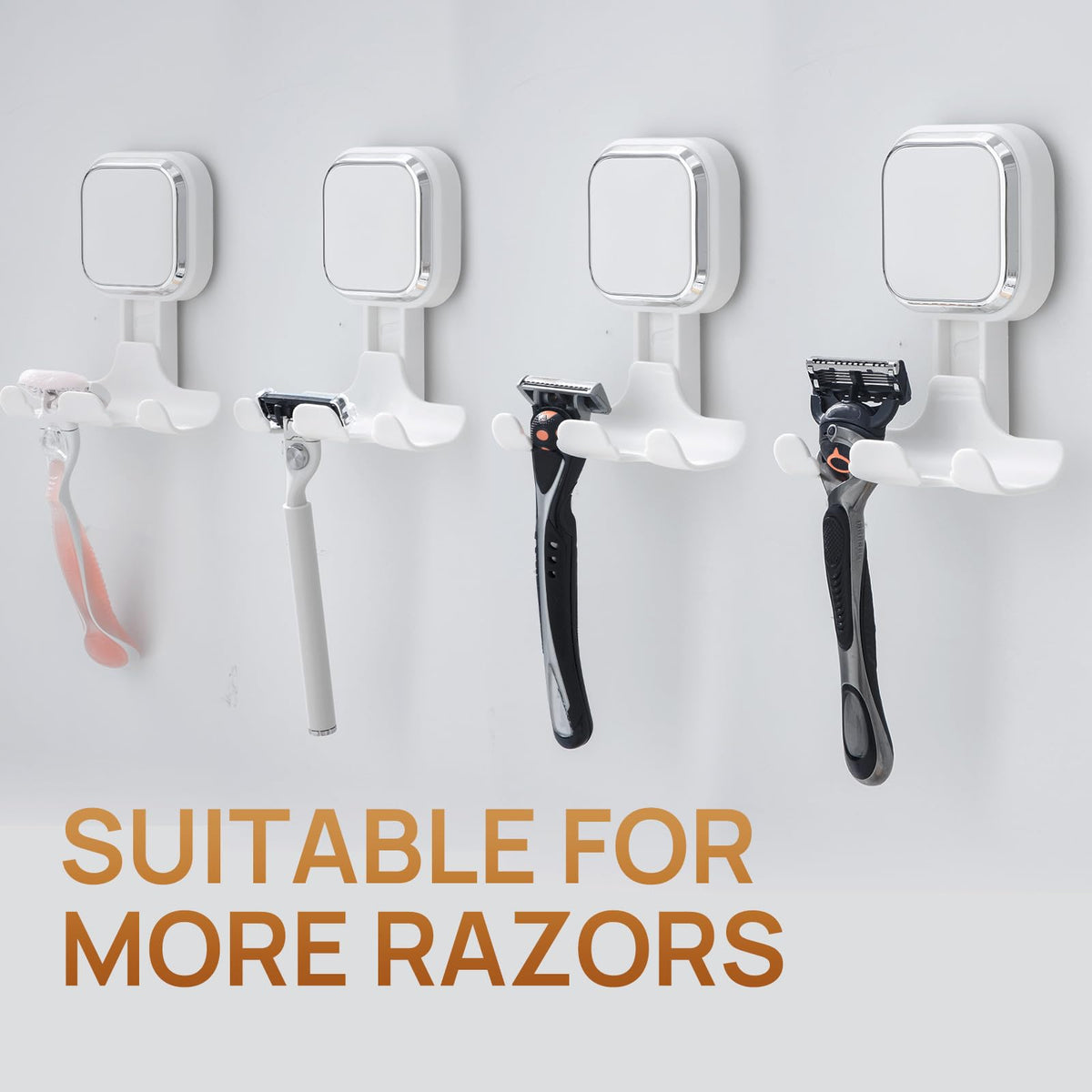 LEVERLOC Vacuum Suction Cup Razor Holder 2-Pack – Heavy-Duty Shower Hooks for Towels, Razor & More