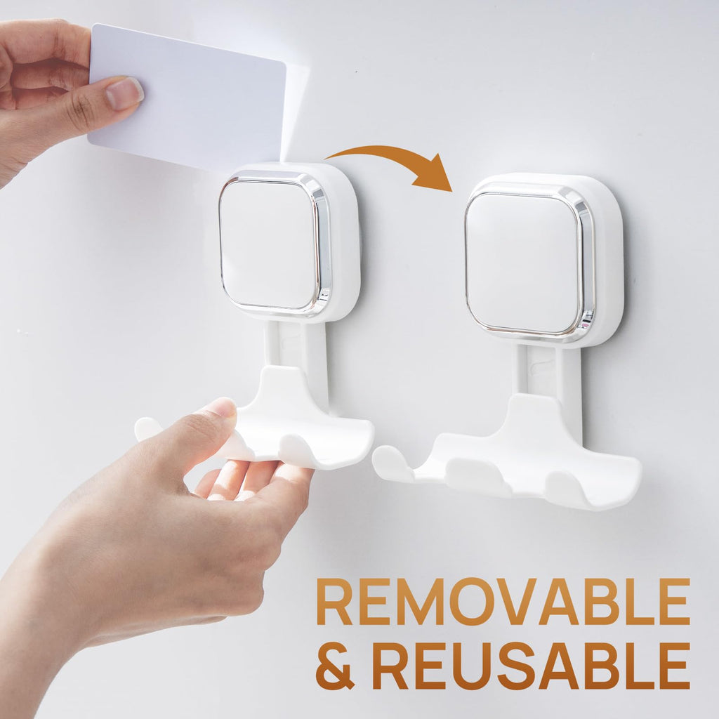 LEVERLOC Vacuum Suction Cup Razor Holder 2-Pack – Heavy-Duty Shower Hooks for Towels, Razor & More