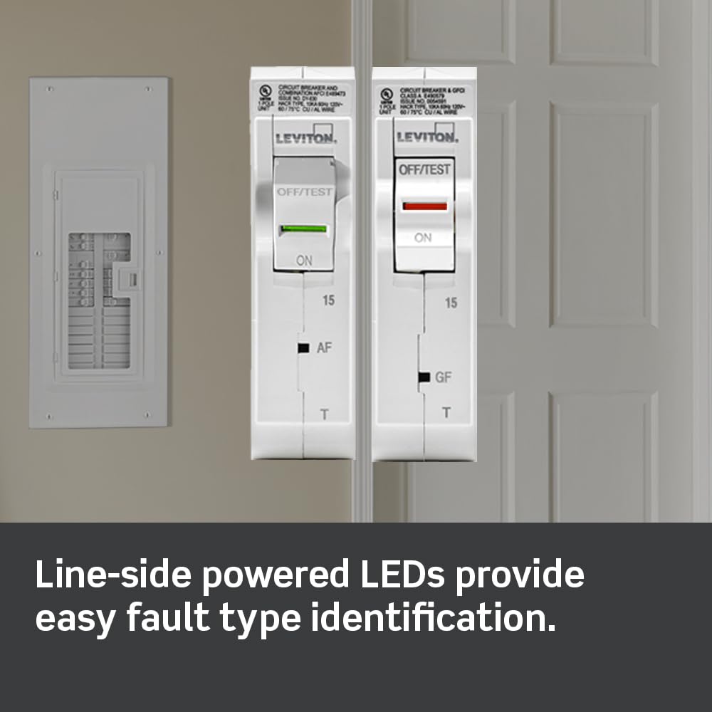 Leviton LB220-T 20A 2-Pole Plug-On Circuit Breaker – 120/240 VAC, Thermal Magnetic, White