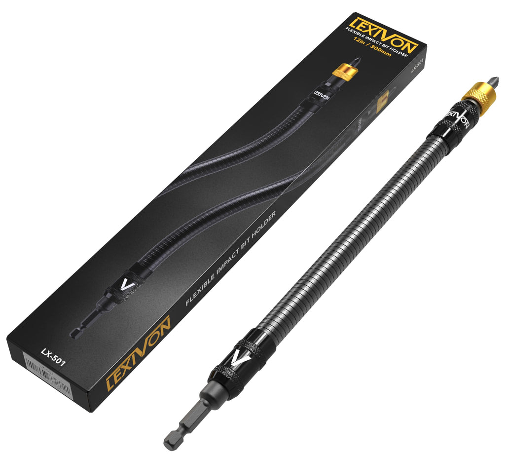 LEXIVON Drill Bit Holder 12-Inch Extension – Quick-Release, 1/4-Inch Hex Shank, 3600 RPM (LX-501)