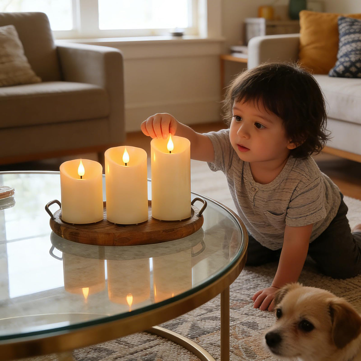 Lezonic Rechargeable Flameless Candles with Remote and Timer – 3-Piece Set (3in D x 4in/5in/6in H)
