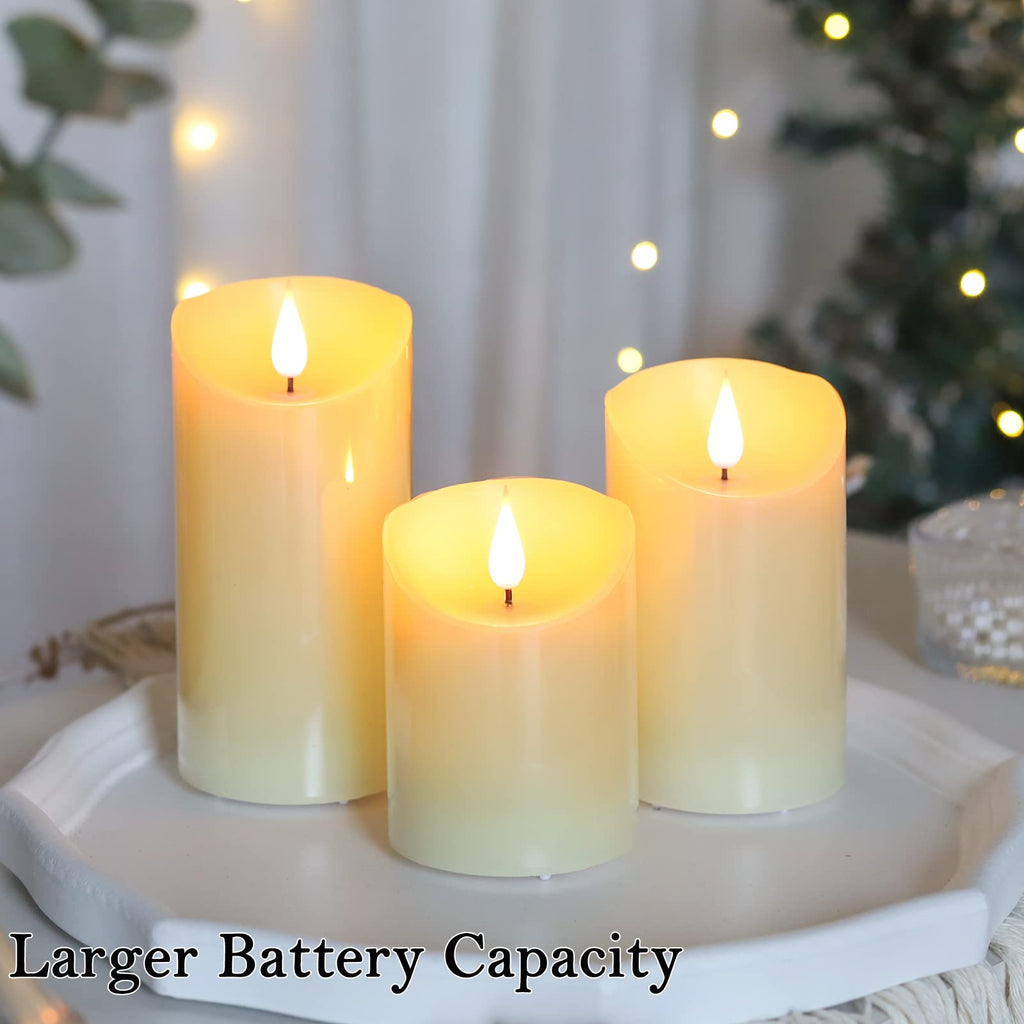 Lezonic Rechargeable Flameless Candles with Remote and Timer – 3-Piece Set (3in D x 4in/5in/6in H)