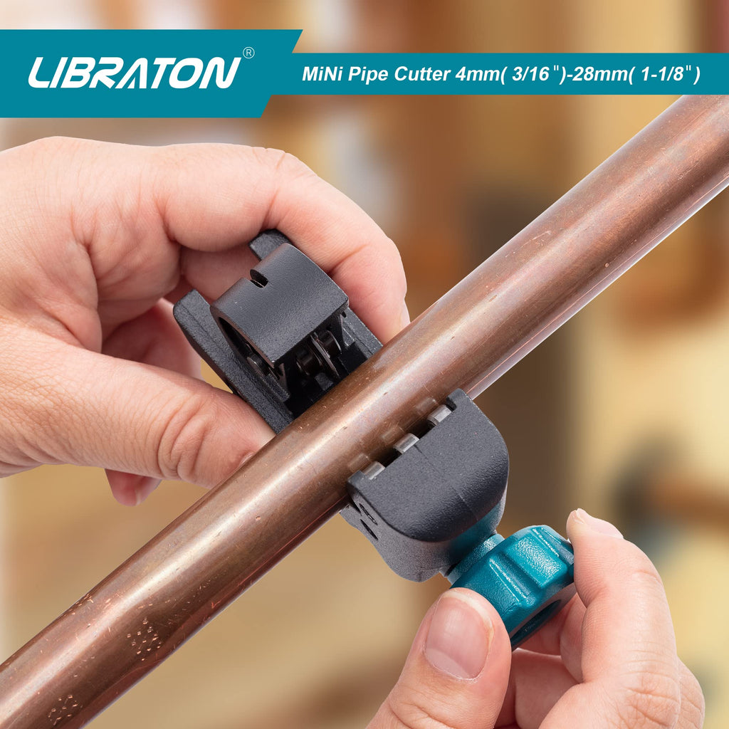 LIBRATON Tubing Cutter 3/16-1-1/8 in | Mini Copper Cutter with Deburring Tool