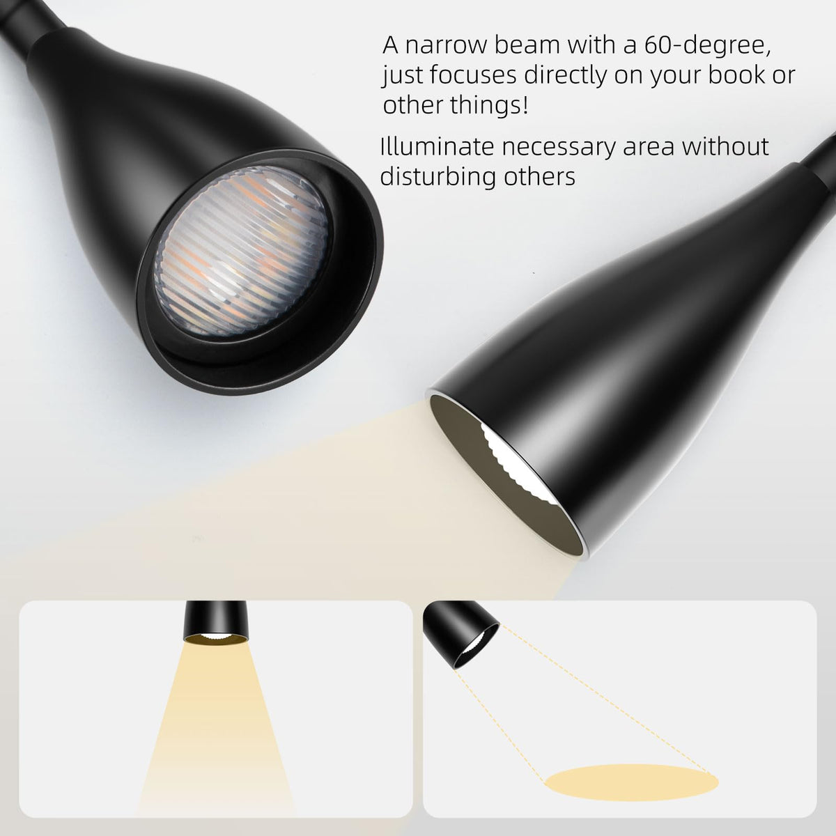 LiFMIRA Wall-Mounted LED Bedside Reading Light with USB, 10-Level Dimming & 5 Color Modes
