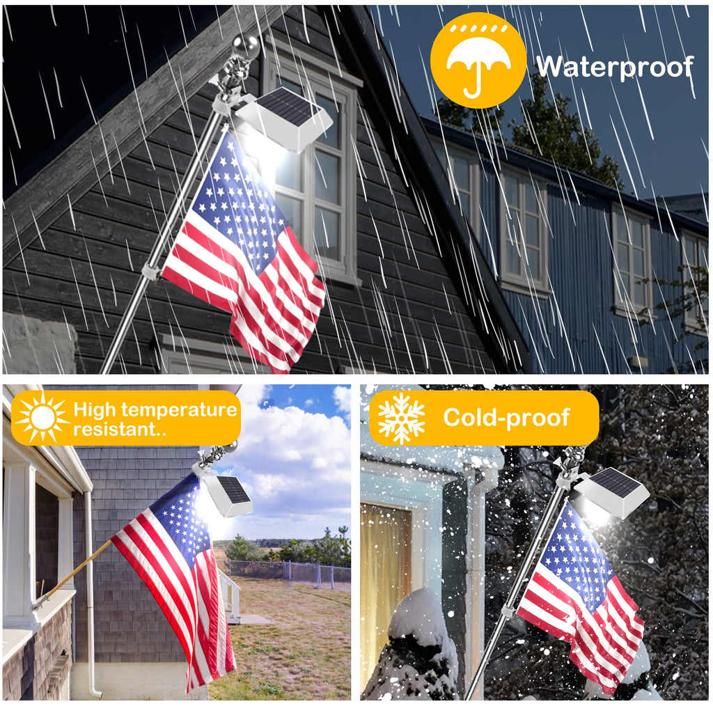 Little Joke Solar Flag Pole Light 6000K – 120 Lumen for 5ft–6ft Poles, Waterproof