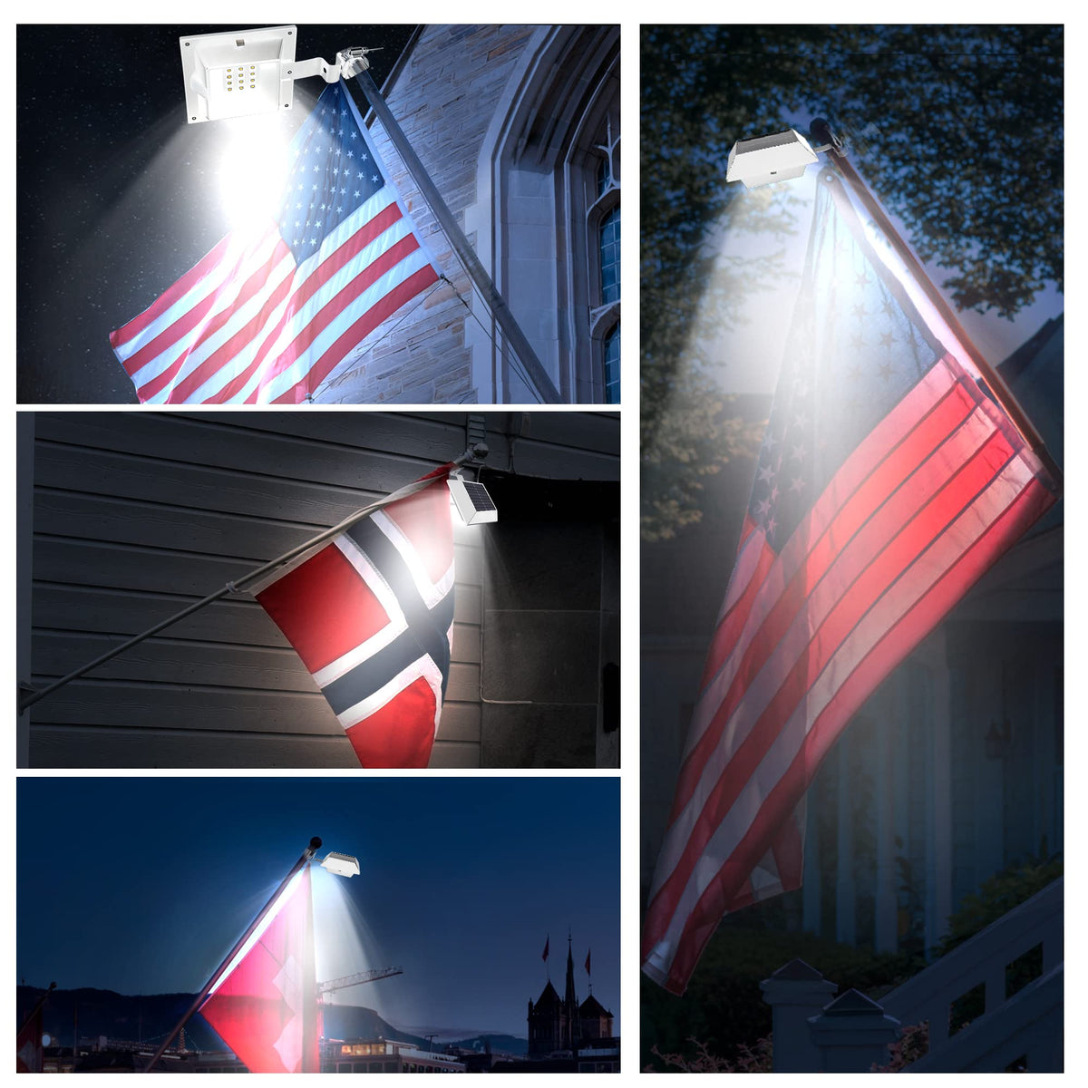 Little Joke Solar Flag Pole Light 6000K – 120 Lumen for 5ft–6ft Poles, Waterproof