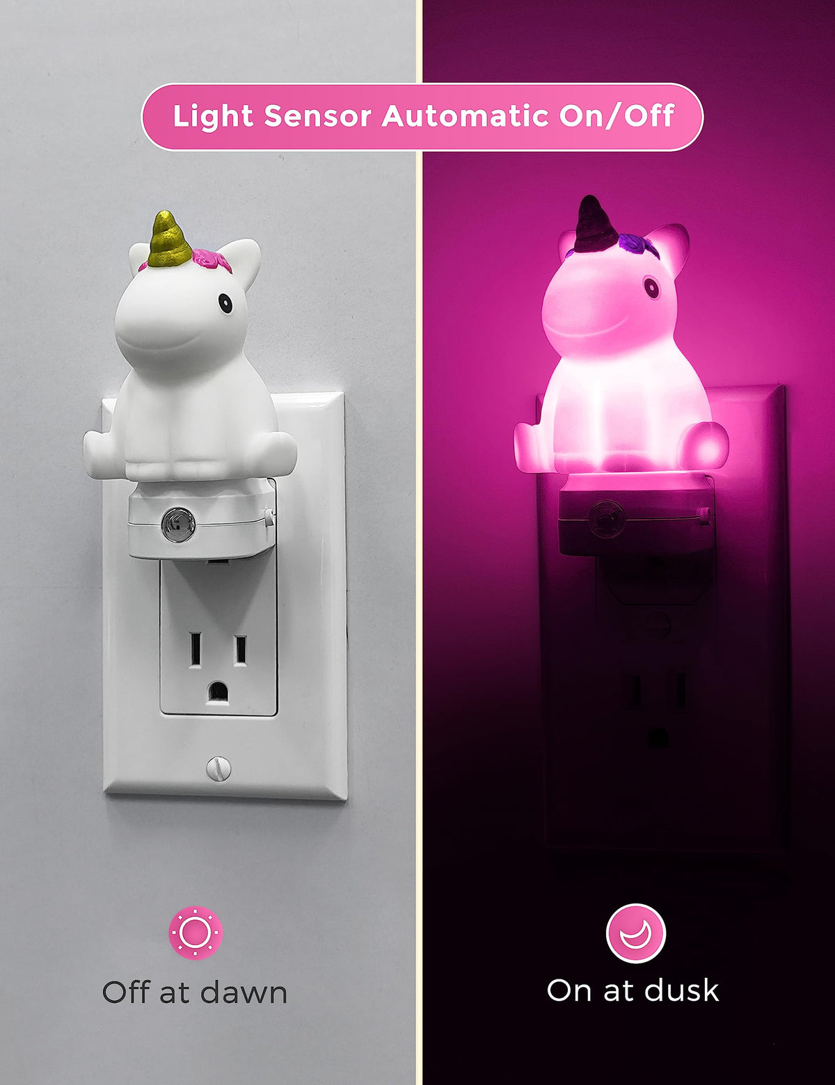 L LOHAS LED Plug-in Night Light for Kids – Dusk-to-Dawn Sensor & Color Modes