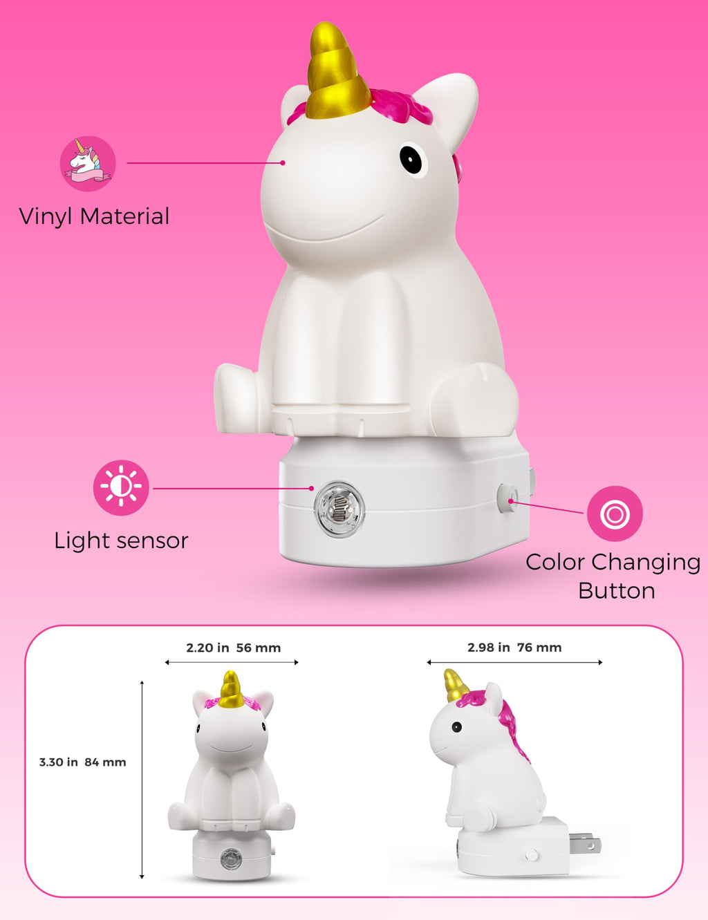 L LOHAS LED Plug-in Night Light for Kids – Dusk-to-Dawn Sensor & Color Modes