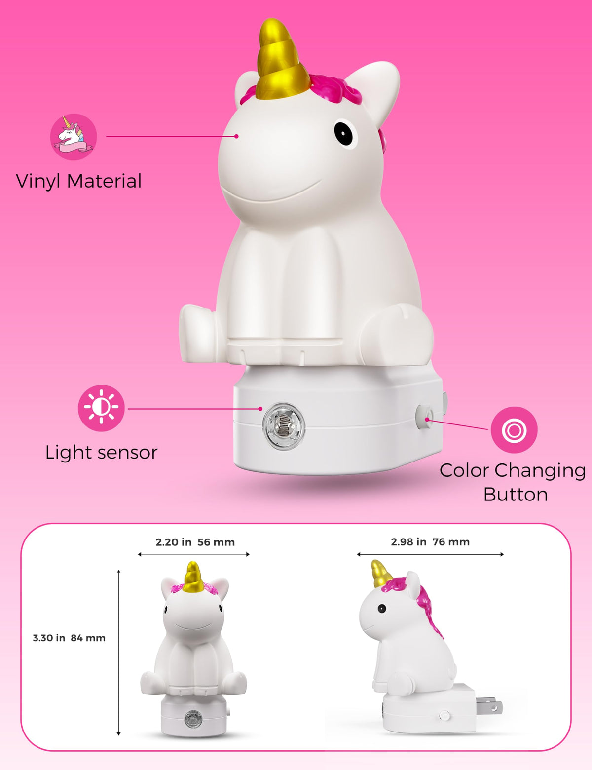 L LOHAS LED Plug-in Night Light for Kids – Dusk-to-Dawn Sensor & Color Modes
