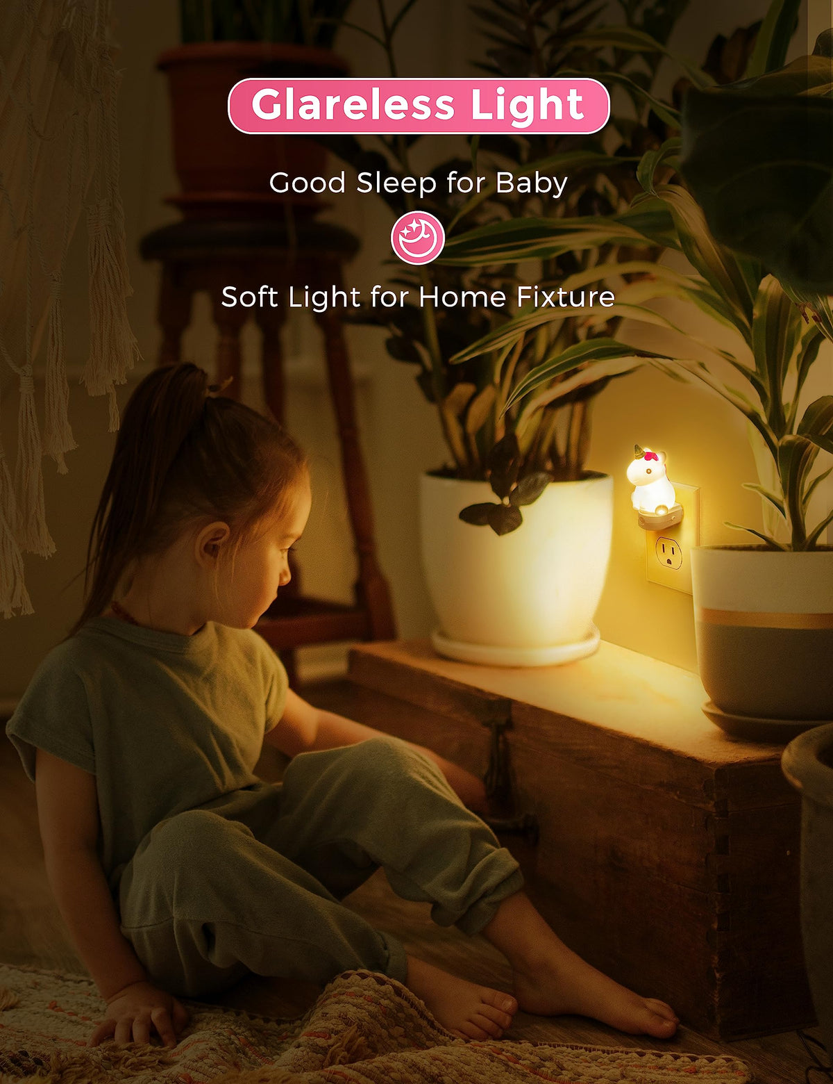 L LOHAS LED Plug-in Night Light for Kids – Dusk-to-Dawn Sensor & Color Modes