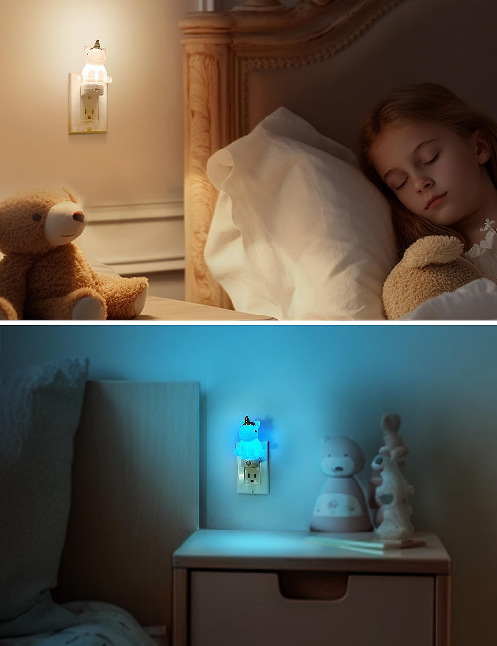 L LOHAS LED Plug-in Night Light for Kids – Dusk-to-Dawn Sensor & Color Modes