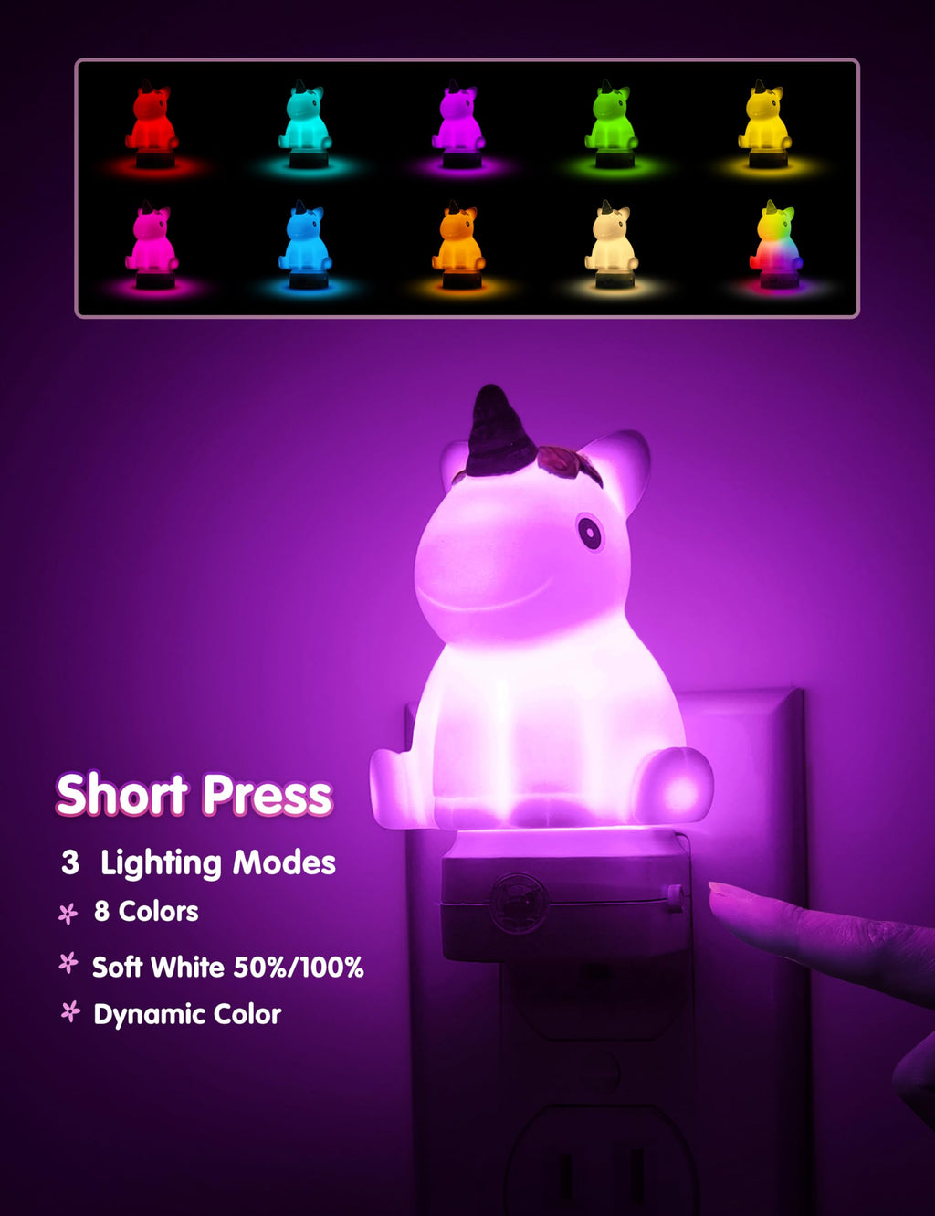 L LOHAS LED Plug-in Night Light for Kids – Dusk-to-Dawn Sensor & Color Modes