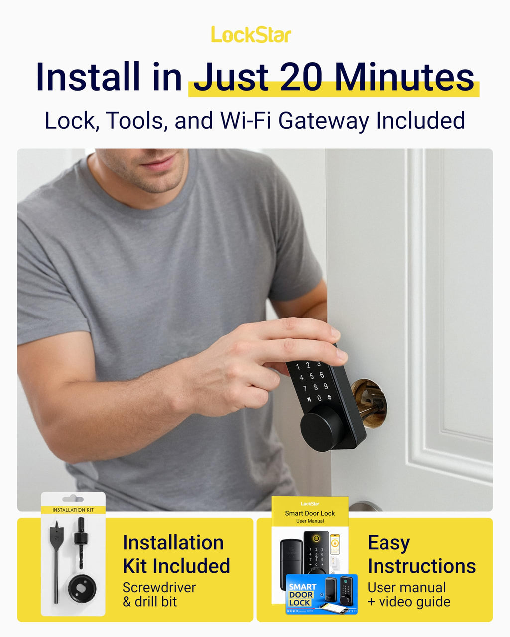 LOCKSTAR Smart Door Lock – Keyless Entry with App, Fingerprint, Keypad, Card & More
