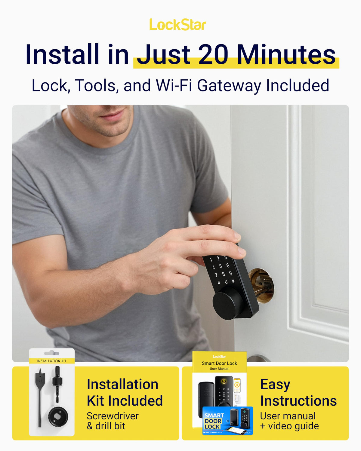LOCKSTAR Smart Door Lock – Keyless Entry with App, Fingerprint, Keypad, Card & More