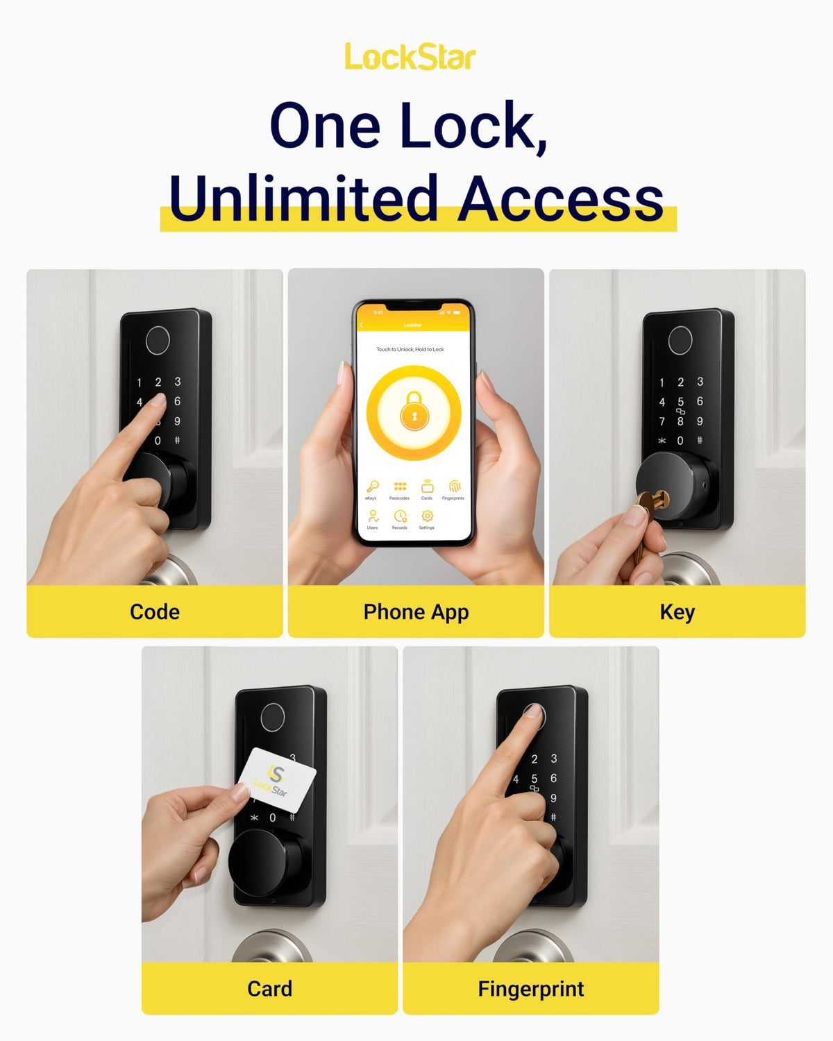 LOCKSTAR Smart Door Lock – Keyless Entry with App, Fingerprint, Keypad, Card & More