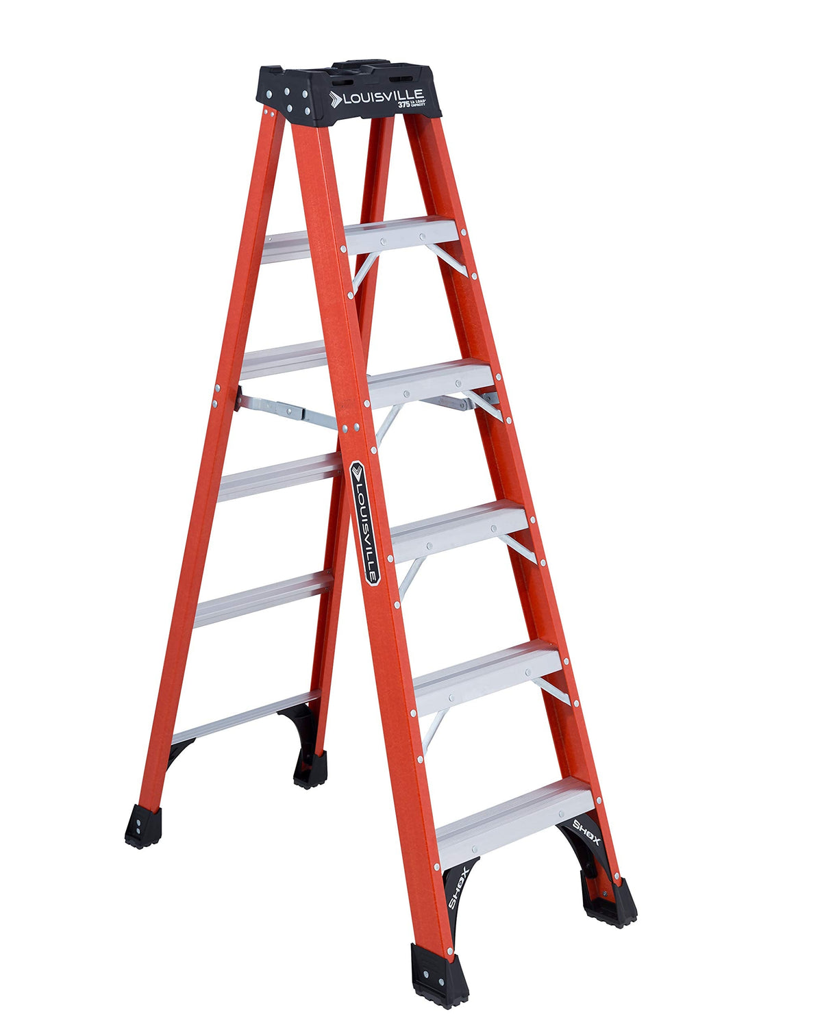 Louisville Ladder 6-Foot Fiberglass Step Ladder FS1406HD – 375 lb Type IAA