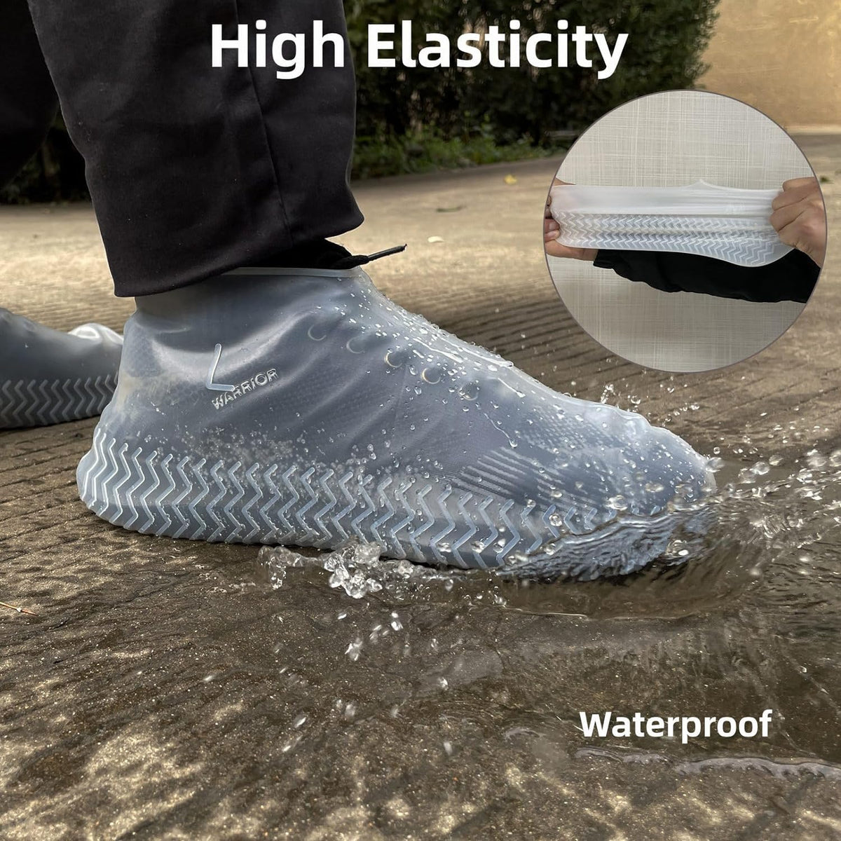 LSDWL Waterproof Shoe Covers 2 Pairs - Clear, X-Large | Reusable Silicone Rain Protection