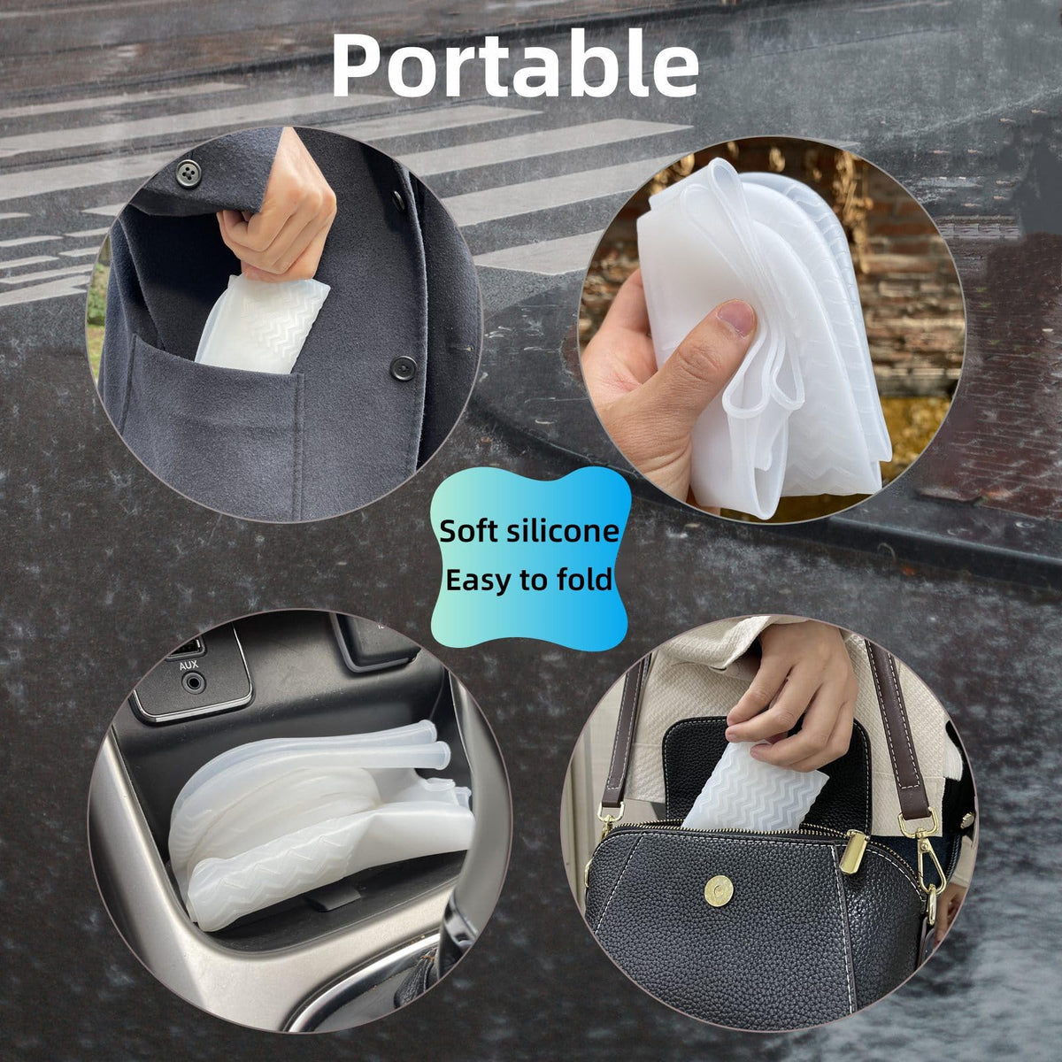 LSDWL Waterproof Shoe Covers 2 Pairs - Clear, X-Large | Reusable Silicone Rain Protection