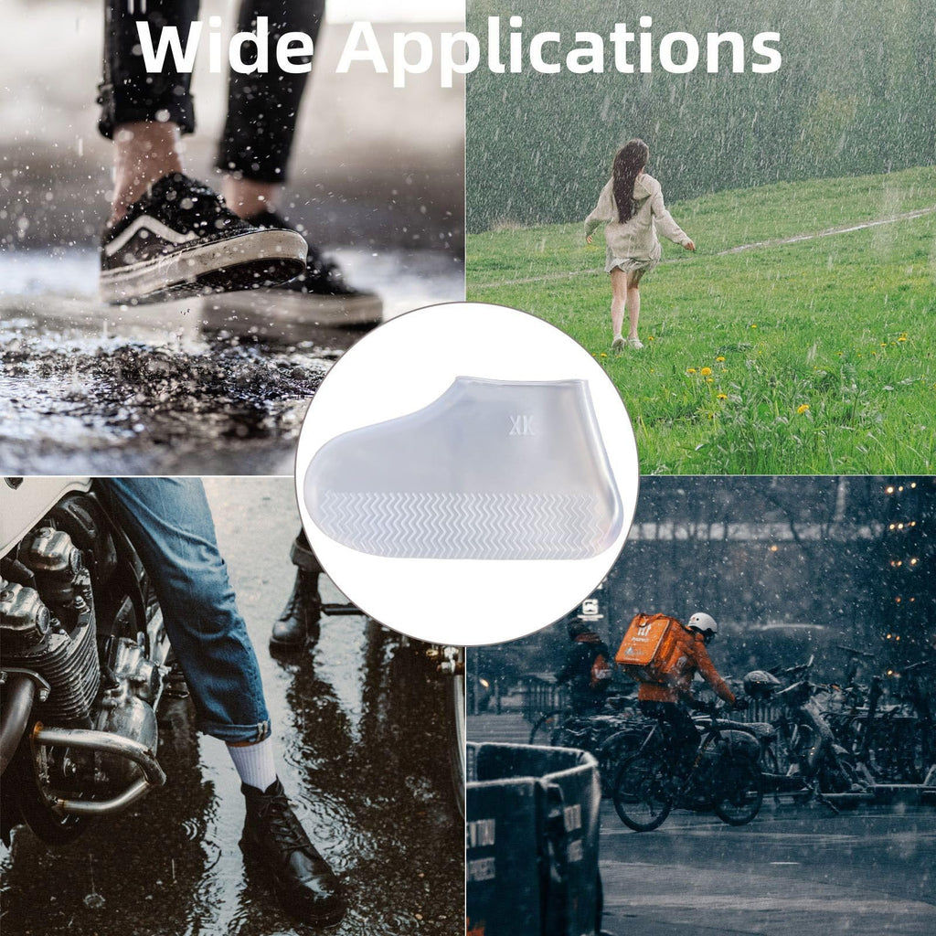 LSDWL Waterproof Shoe Covers 2 Pairs - Clear, X-Large | Reusable Silicone Rain Protection