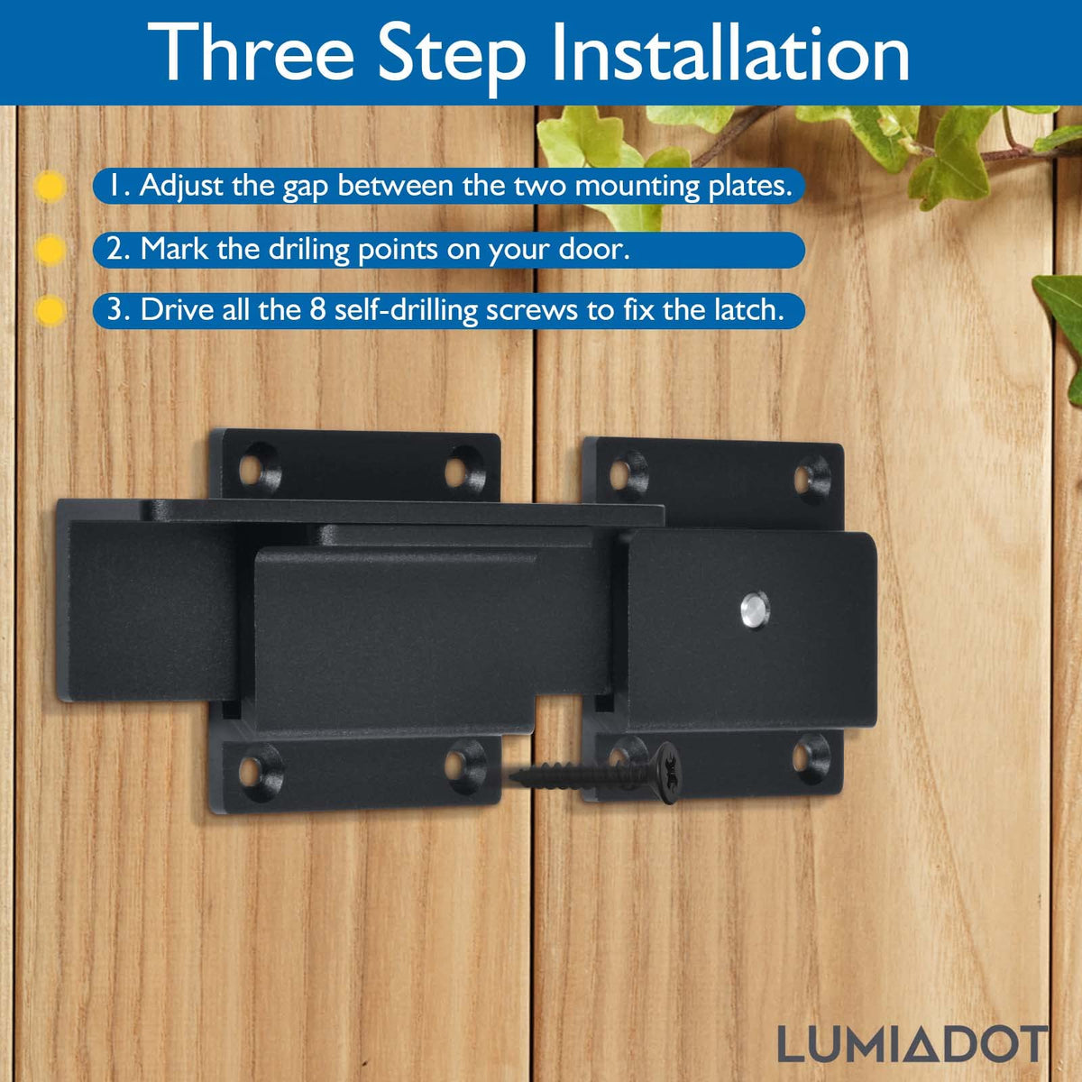 Lumiadot Flip Gate Latch Lock – Heavy-Duty Aluminum, Padlock Hole, Outdoor Gate & Fence