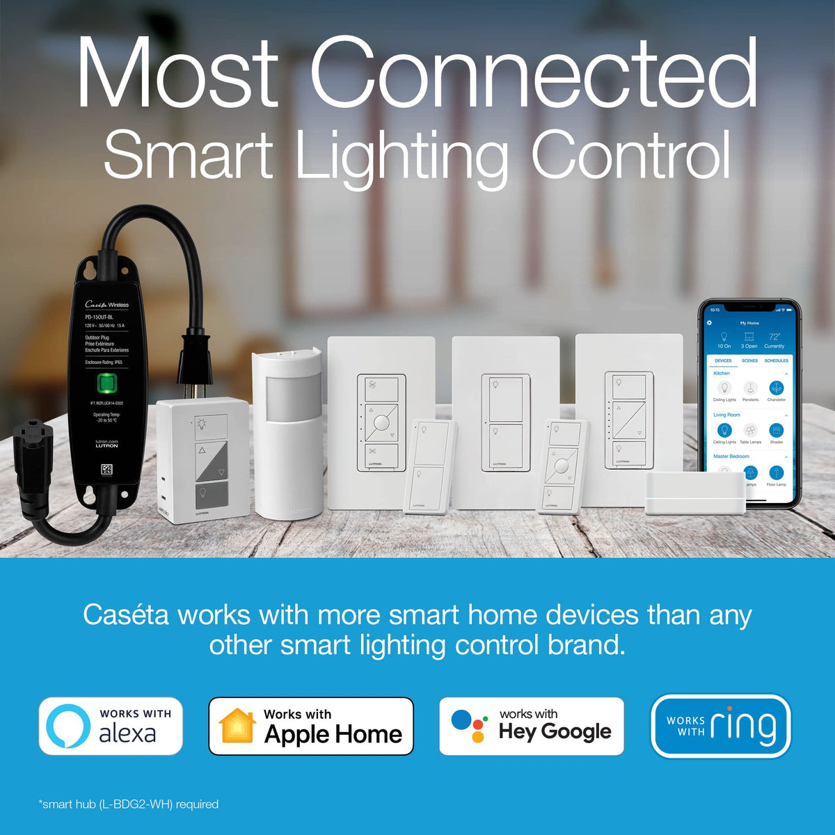 Lutron Caseta Weatherproof+ Outdoor Smart Plug with Pico Remote | Landscape Lighting | P-PKG1OUT-BL