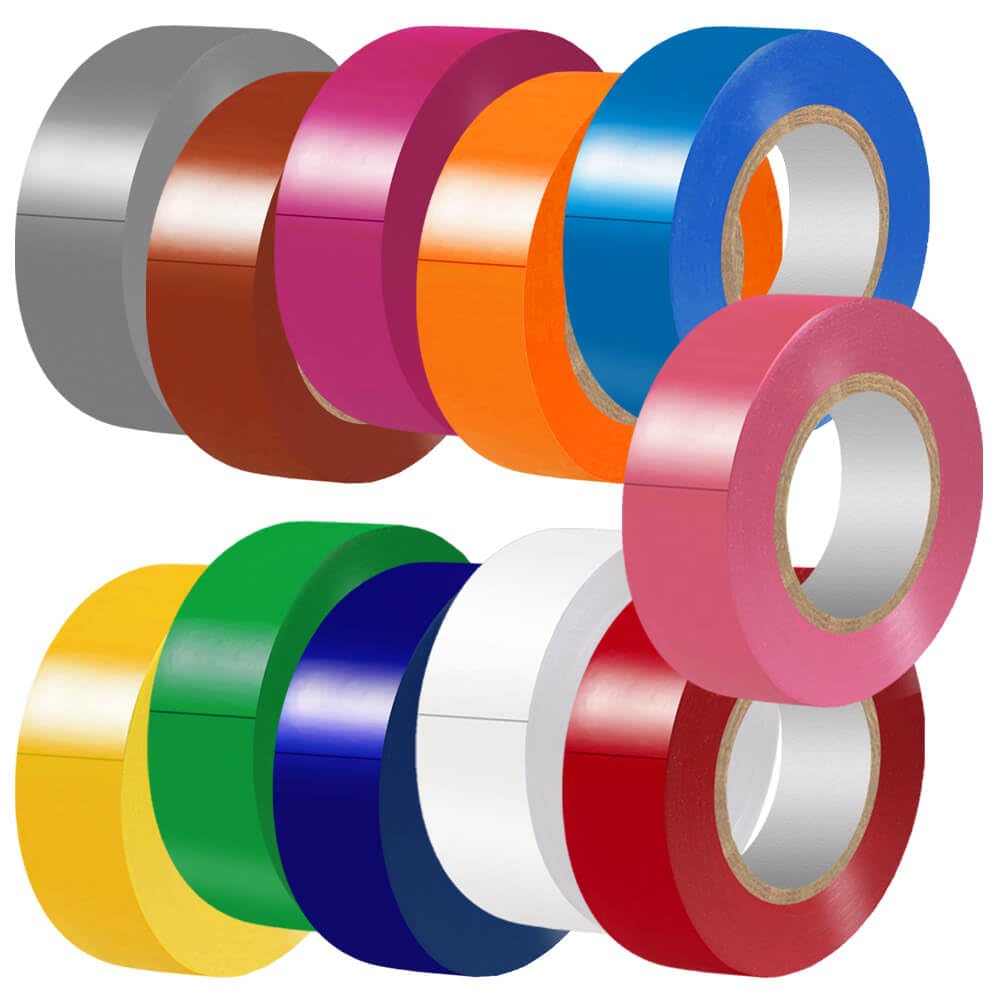 LYLTECH Matte Rainbow Electrical Tape – 11 Colors, Waterproof, 3/4 in x 30 ft