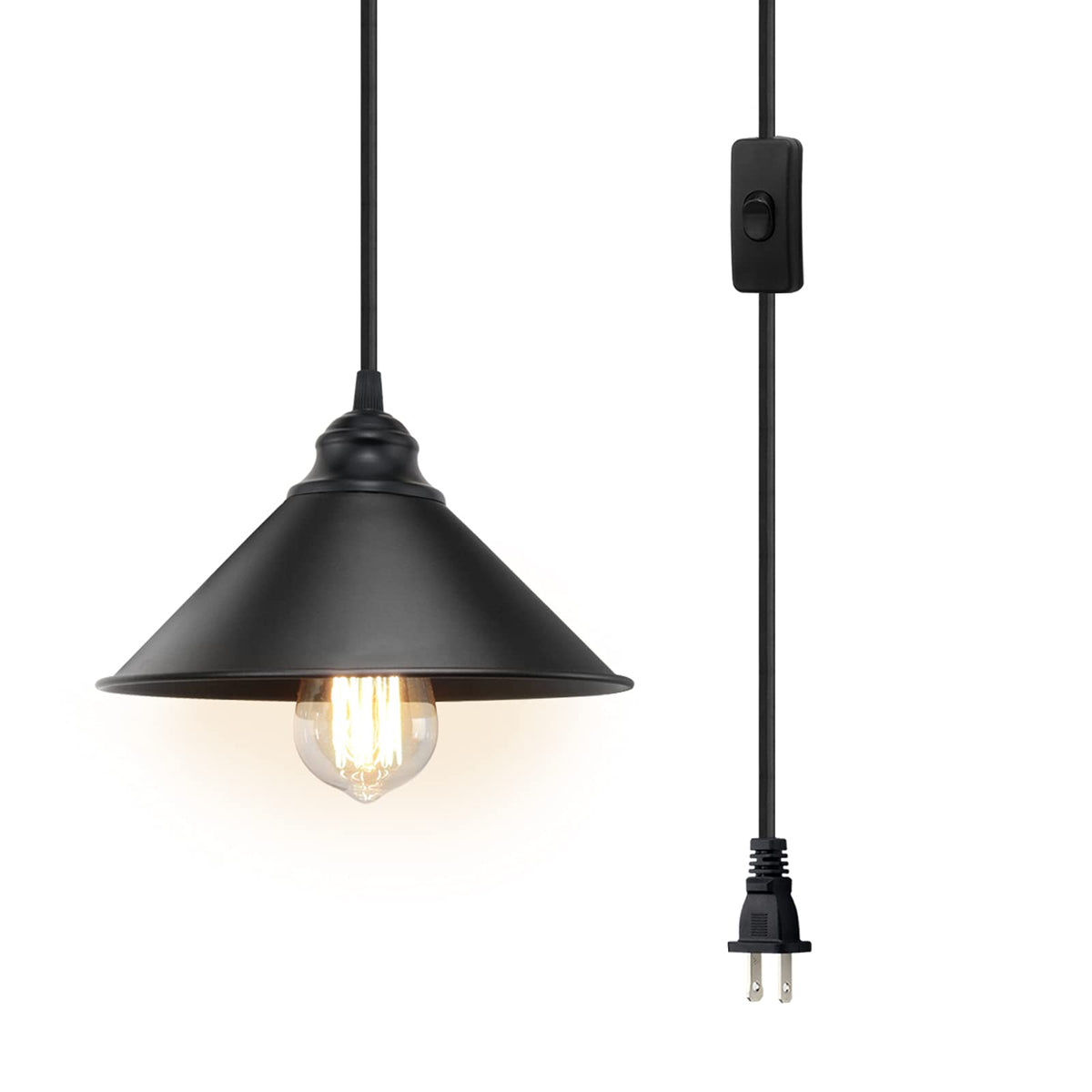 LYOOWNG Plug in Pendant Light – Industrial Farmhouse Hanging Light with Plug-in Cord