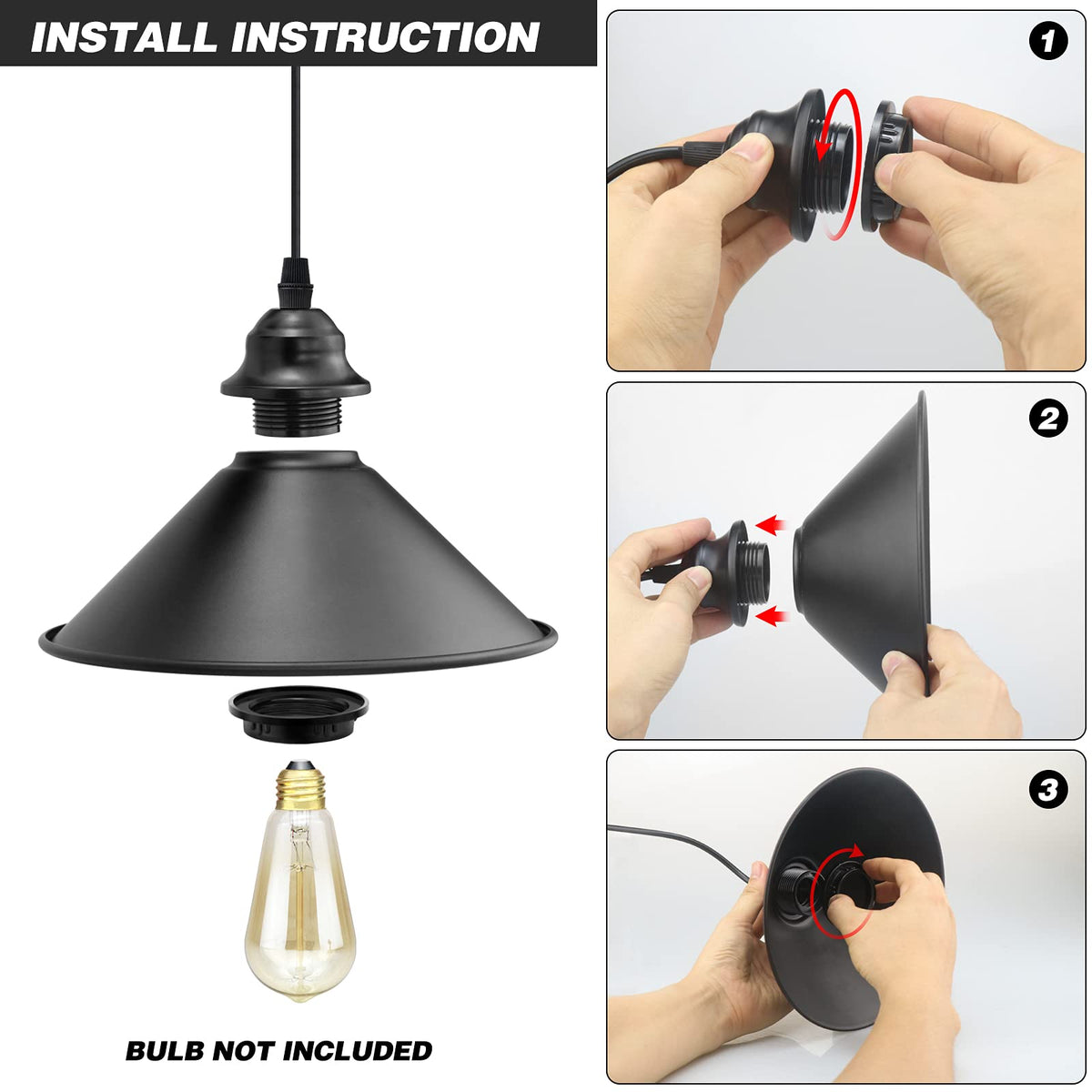 LYOOWNG Plug in Pendant Light – Industrial Farmhouse Hanging Light with Plug-in Cord