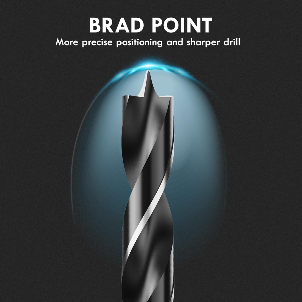 MACXCOIP Brad Point Wood Drill Bit Set - 12Pcs Hex Shank, 1/8 to 1/2 Inch