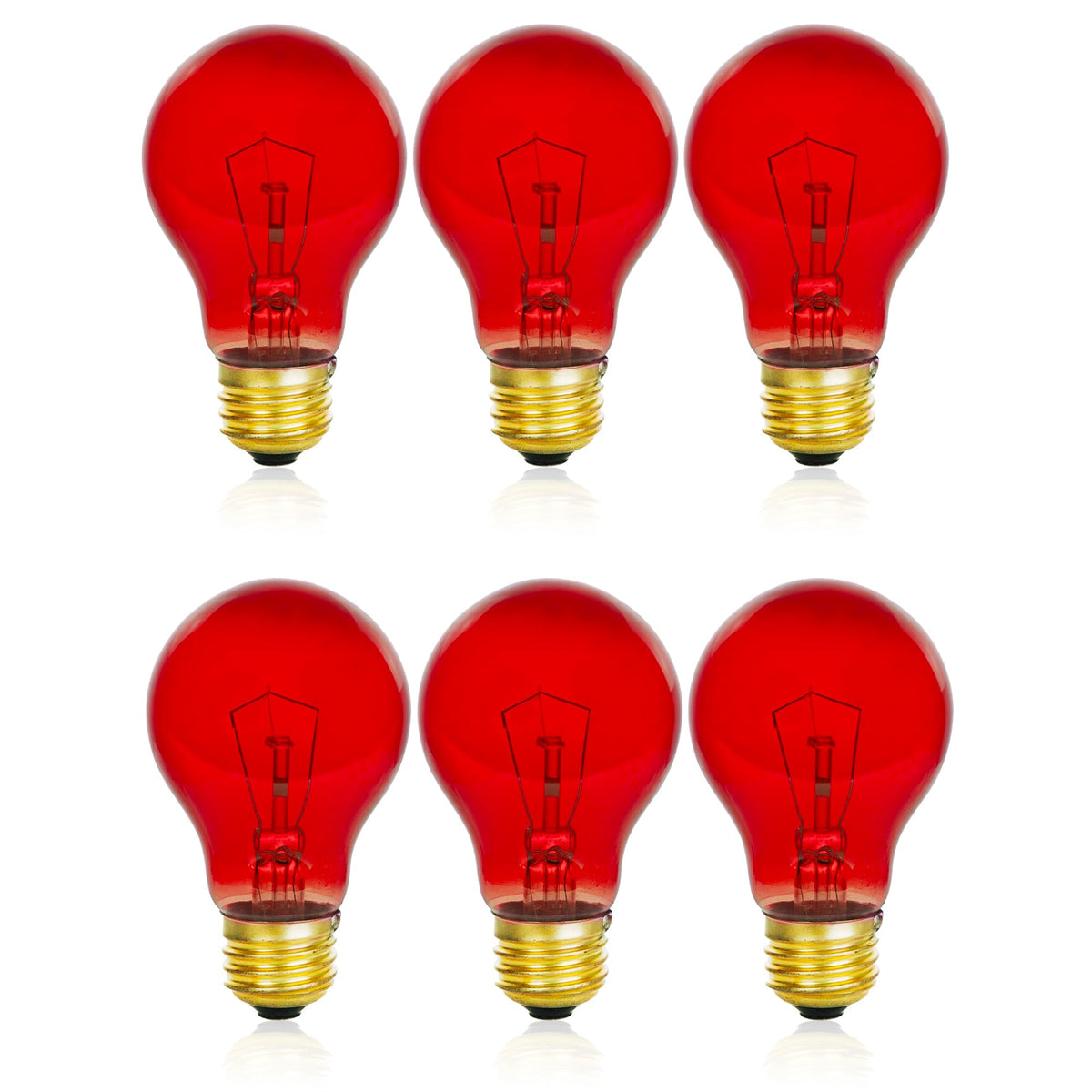Mandala Crafts Clear Red 25W Specialty Light Bulbs – A19, E26 Base, 6 Pack, 120V | Not for General Illumination
