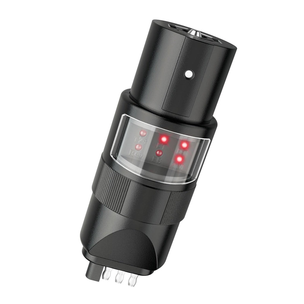 MECMO 360° Rotatable 7-Pin & 4-Pin Trailer Tester — 6 LED Indicators, IP67, Swivel Connector