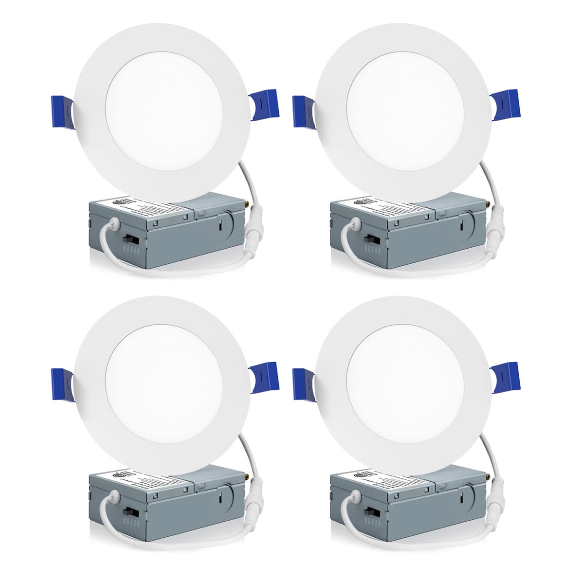 Meconard 4-Pack 4-Inch LED Recessed Lights – 2700K–5000K, Dimmable, Canless, ETL/Energy Star