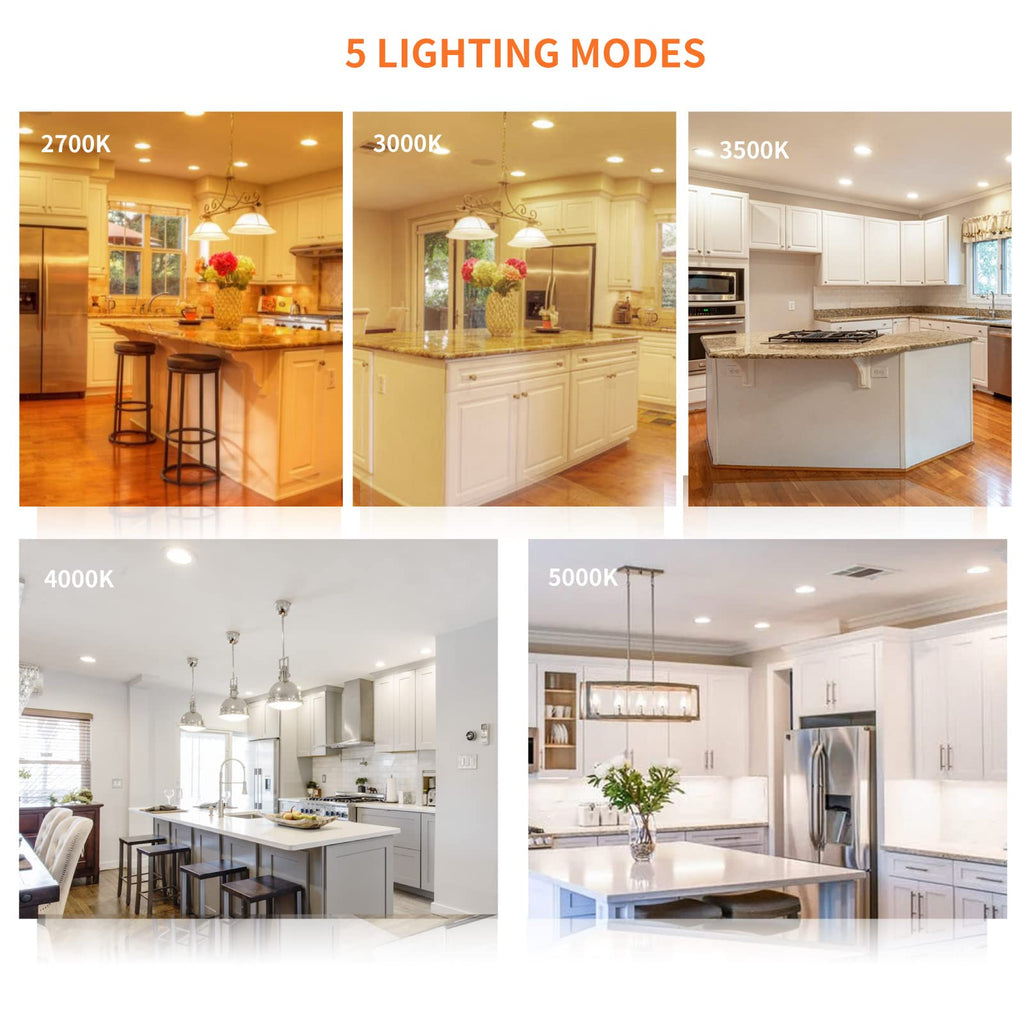 Meconard 4-Pack 4-Inch LED Recessed Lights – 2700K–5000K, Dimmable, Canless, ETL/Energy Star