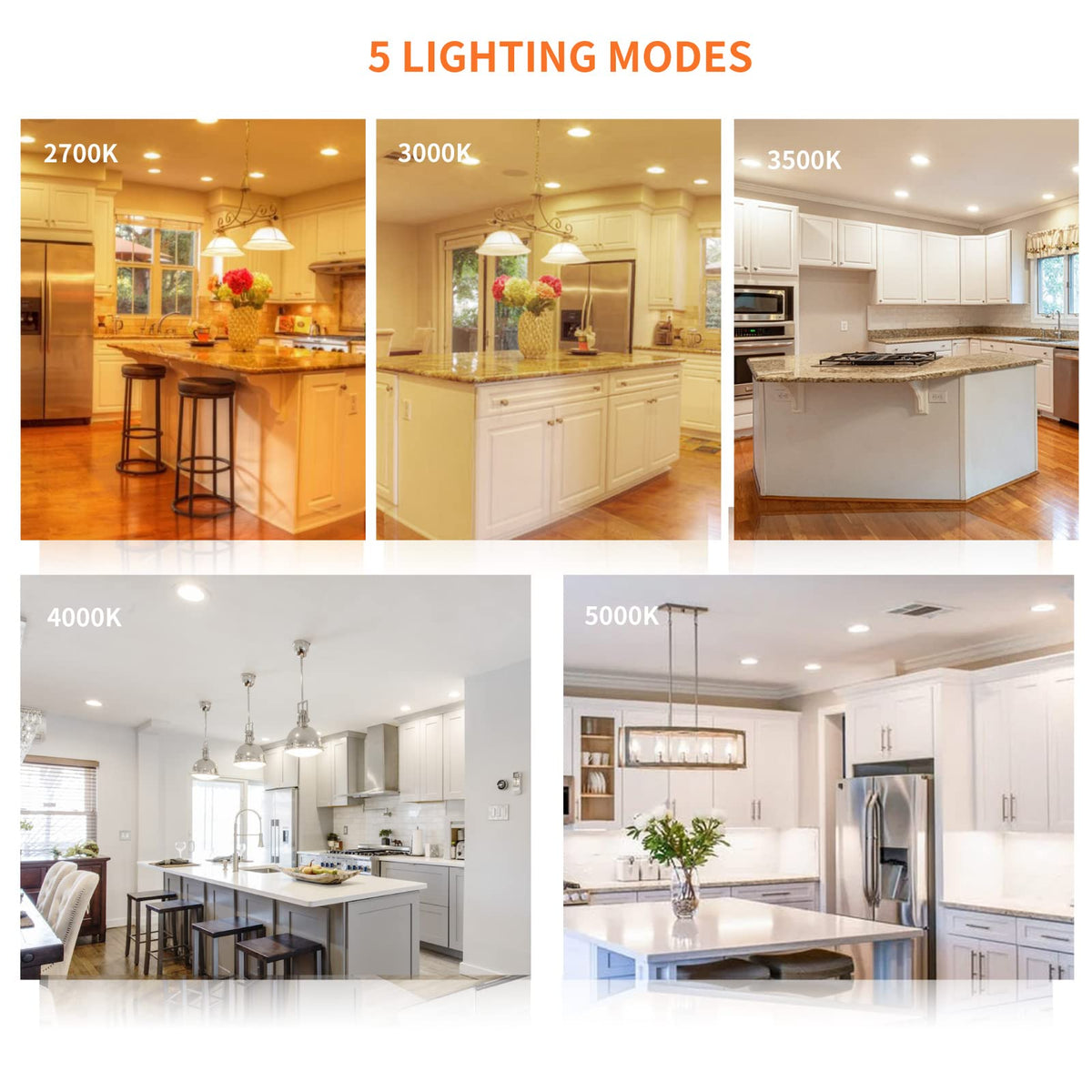 Meconard 4-Pack 4-Inch LED Recessed Lights – 2700K–5000K, Dimmable, Canless, ETL/Energy Star